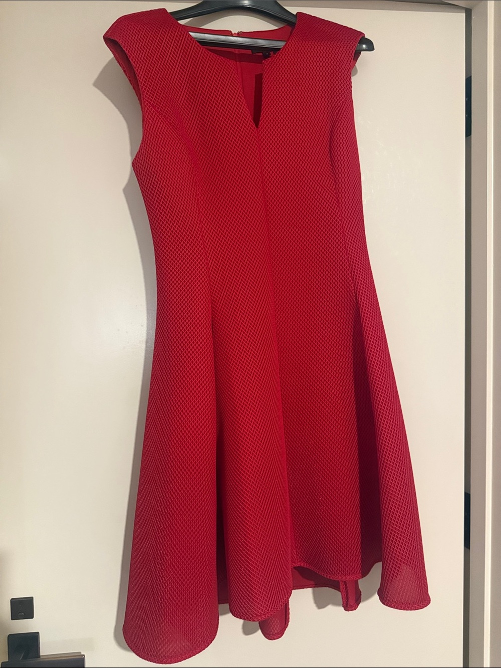 DKNY Women's Red Textured Fit-and-Flare Dress